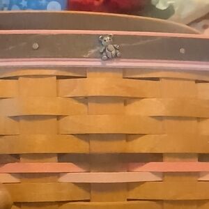 Woven Basket with Pink Accents and Bear Charm